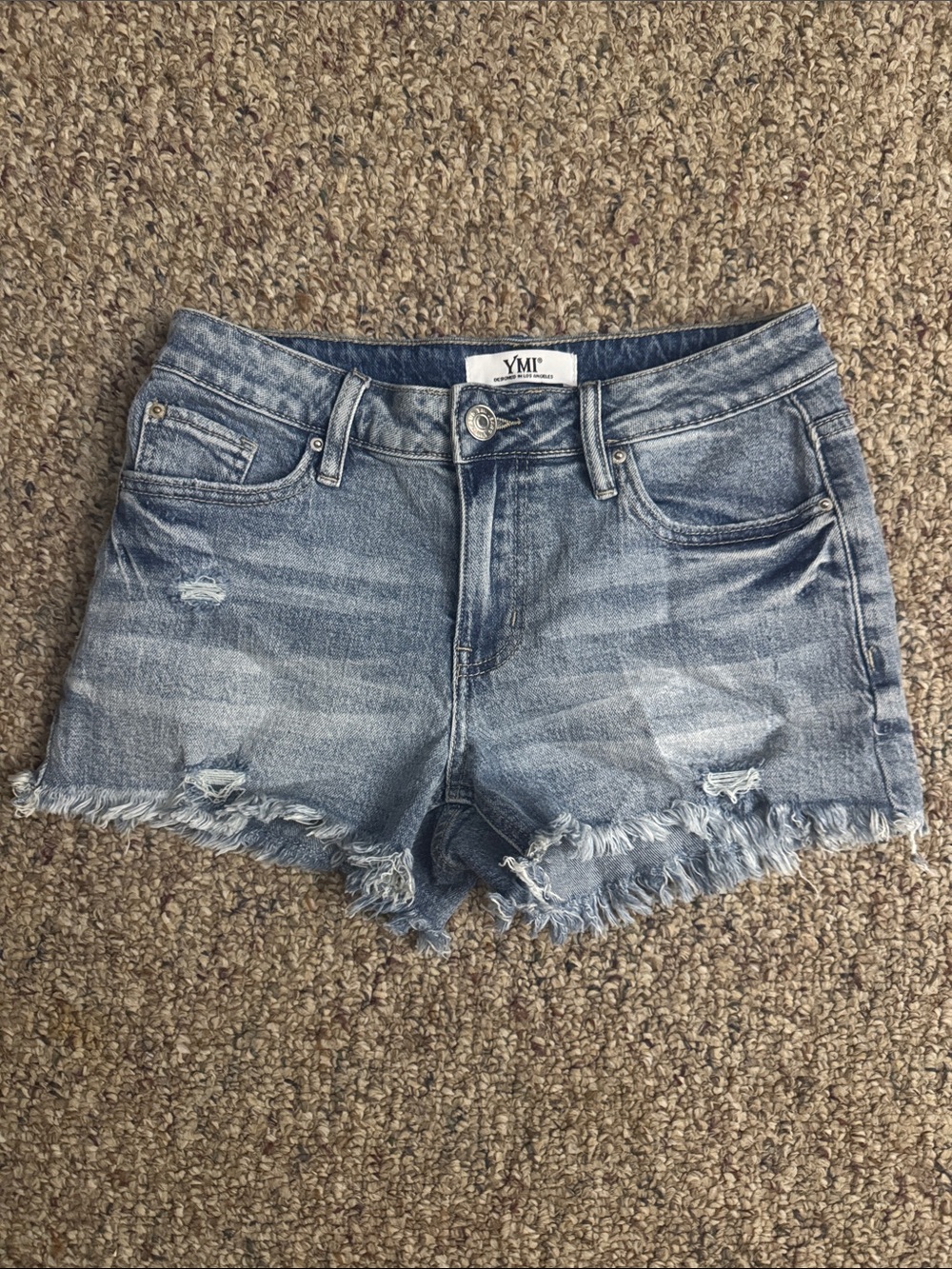 YMI Light Blue Distressed Denim Cutoff Shorts